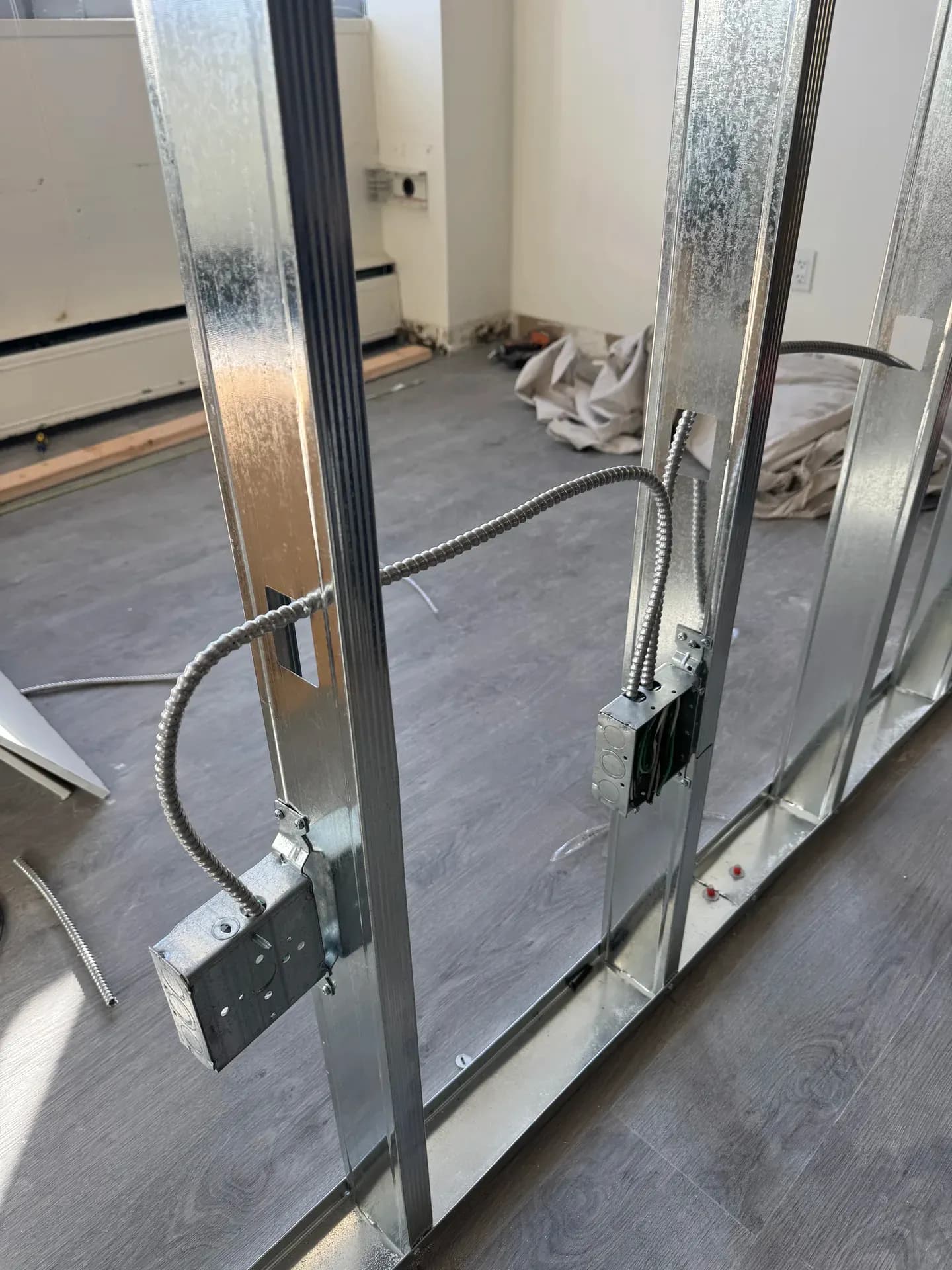Commercial wiring installation in progress